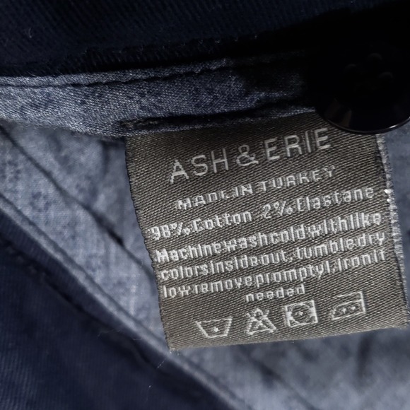 ASH & ERIE Chino Pants Mens 32x29 Navy Blue Flat Front Casual Trousers - Picture 11 of 11